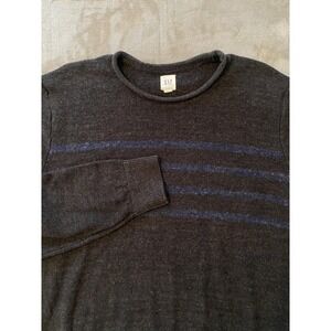 GAP Sweater Mens Large Dark Gray Blue Stripe‎ Casual Preppy Hipster Grunge